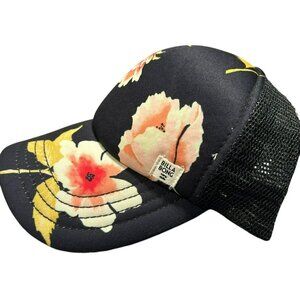 Billabong Womens Floral Black Mesh Snapback Trucker Hat Adjustable Lightweight B